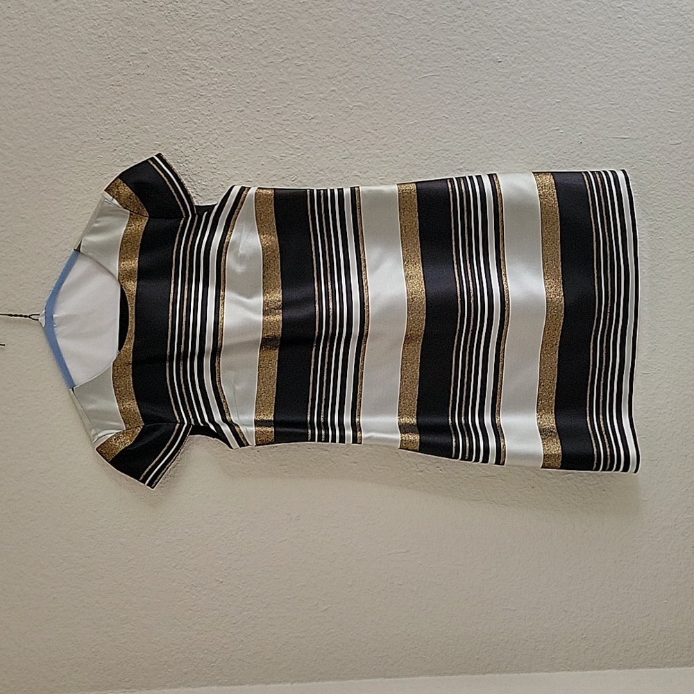 Metallic striped dress - Size Small - Stripes - Cap Sleeved - Shift Dress
